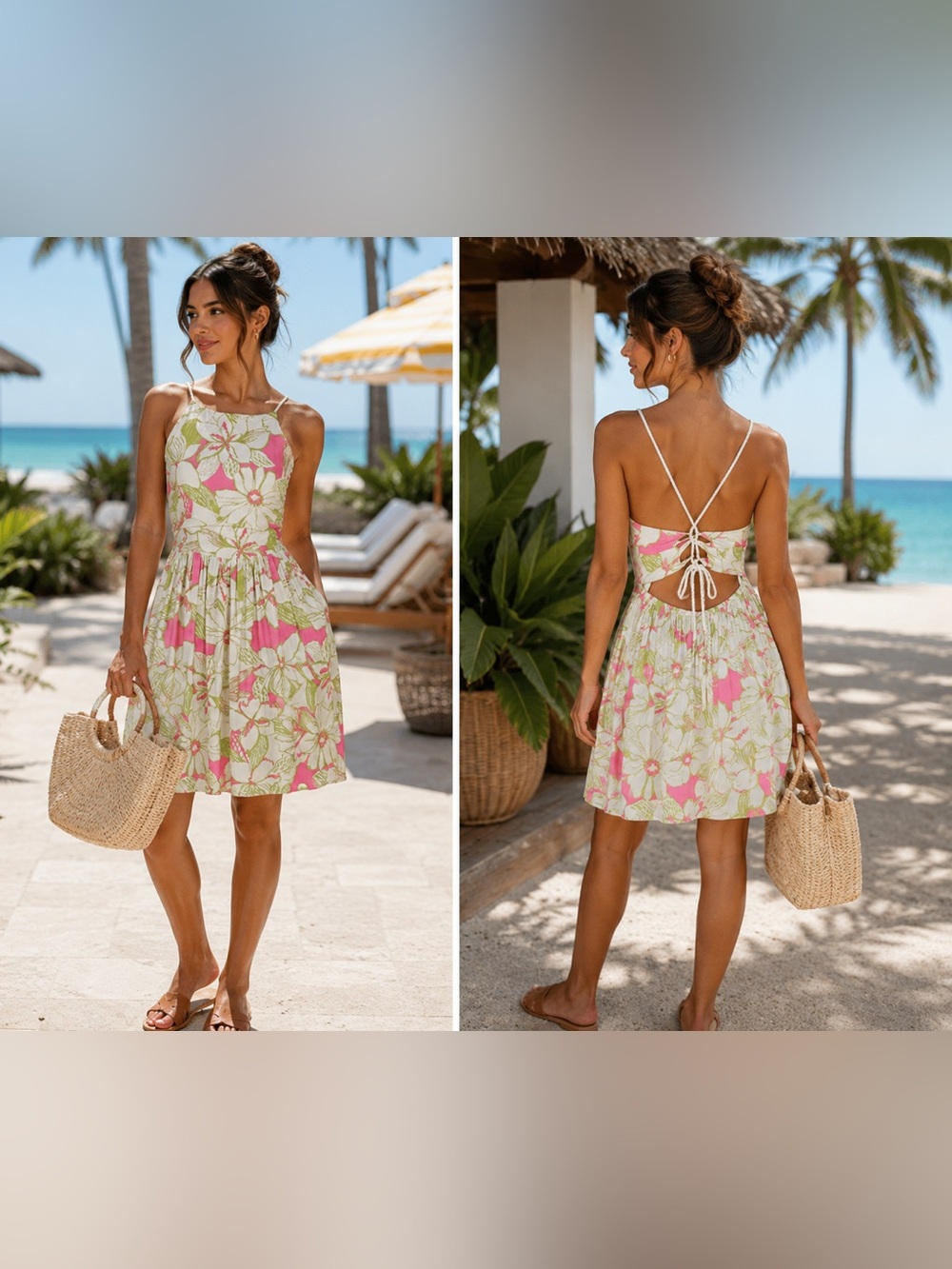 Promesa Floral Open Back Mini Dress NWT Size M 100% Rayon